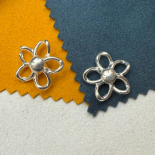 Jewel Button Silver Metal Flower Jasmine 23-35mm
