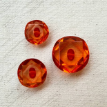 Bouton Rond Résine Diamant Rouge Corail 15-18-23mm