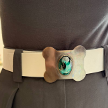 Women’s Belt Silver Buckle Green Malachite Cabochon